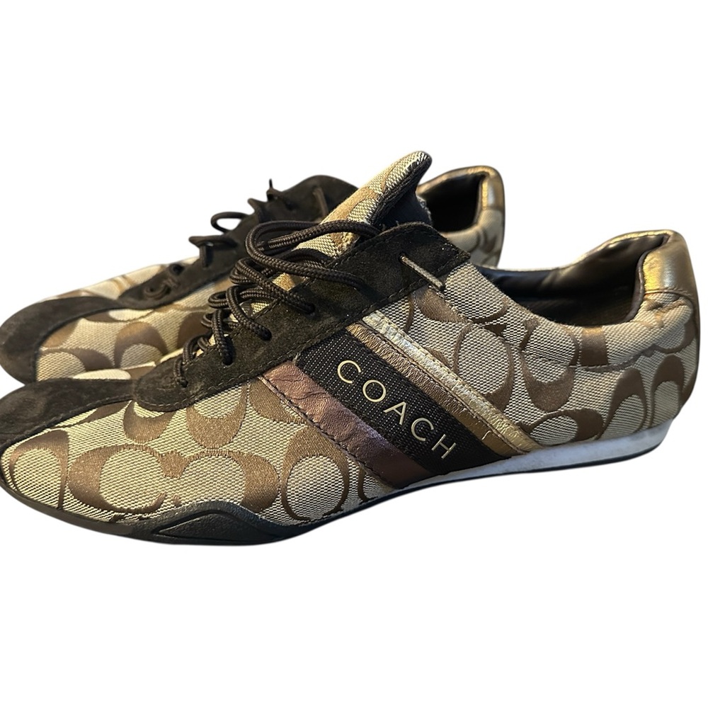 Coach Signature Pattern Brown and Black Sneakers